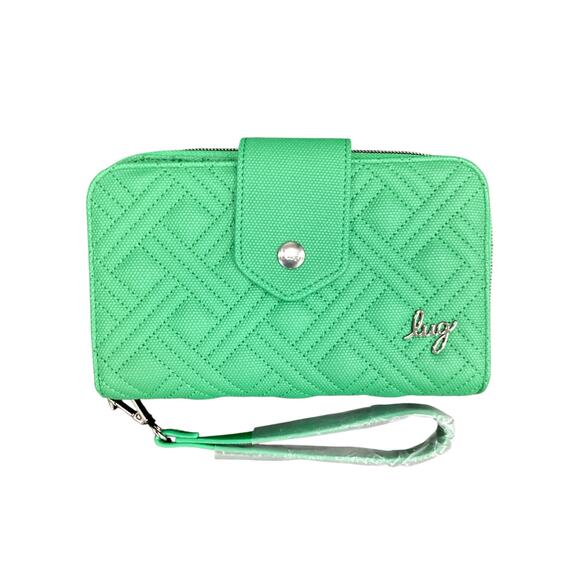 NWOT Wallet/ Wristlet Women’s One Size Dark Metallic Gray Hardware True Green - Picture 1 of 8